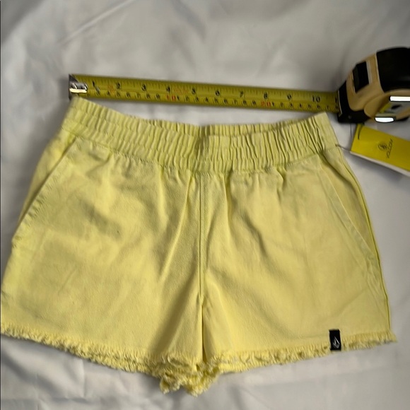 Volcom Yellow Jean Shorts with Frayed Hem - Picture 6 of 10